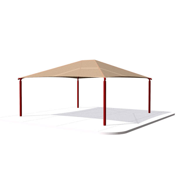 Rectangle Fabric Hip End Shade Structure with 8 Ft. Entry Height - Base Model