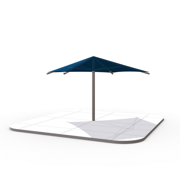 Square Fabric Umbrella Shade Structure with 10 Ft. Entry Height and Single Steel Post - Base Model