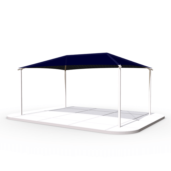 Rectangle Fabric Hip End Shade Structure with 10 Ft. Entry Height