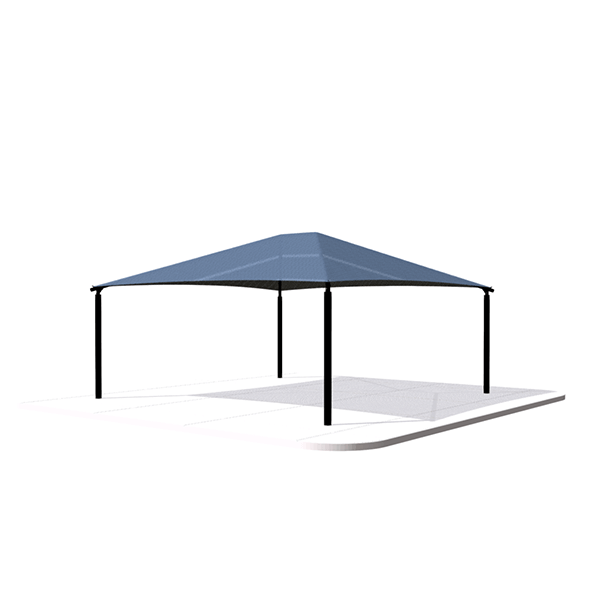Square Fabric Hip End Shade Structure with 12 Ft. Entry Height - Base Model