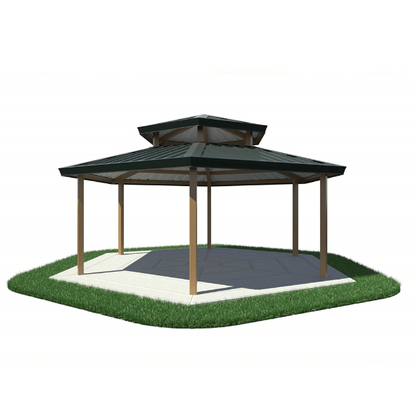 Hexagon Metal Duo-Top Park Shelter with 7' 6" Entry Height