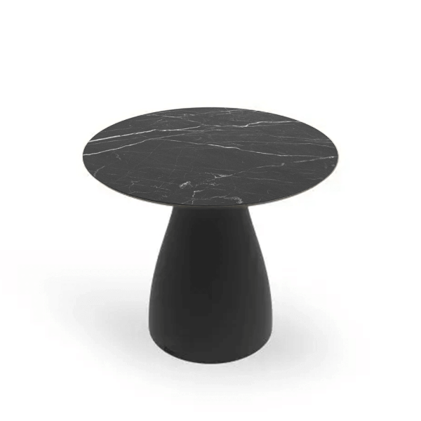 16" Round Baobab S Patio Side Table with HPL Top - Quick Ship - Color: Black Marble