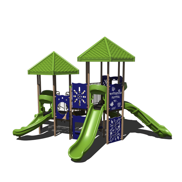 CW-0012 - Double Summit Commercial Playground Equipment - Ages 2 to 12 yr - Front