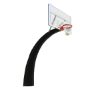 Concrete basketball hoop with tempered glass backboard and red powder-coated rim for outdoor sports courts