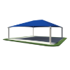 Extra Large Square Fabric Hip End Shade Structure with 12-Foot Entry Height and Blue Canopy for Parks or Playgrounds