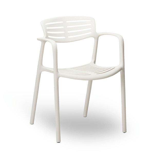 Ivory - Toledo Air Stacking Polypropylene Commercial Outdoor Dining Chair - 8.5 lbs.