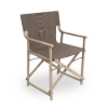 Commercial outdoor boss director chair with sand aluminum frame and brown sling fabric for patio, pool deck, and hospitality seating.