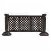Brown decorative lattice style resin patio fencing panel with freestanding weighted base for commercial outdoor spaces