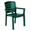 Amazon green Acadia commercial patio dining arm chair with slatted back and molded plastic resin frame