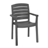  Charcoal Acadia outdoor dining arm chair in heavy-duty plastic resin for commercial patio seating
