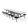 12 ft folding cafeteria table with 12 stools, gray laminate top and powder coated steel frame with casters