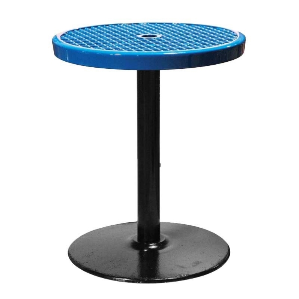 24" Expanded Metal Patio Thermoplastic Coated Dining Height Table - Blue - Portable