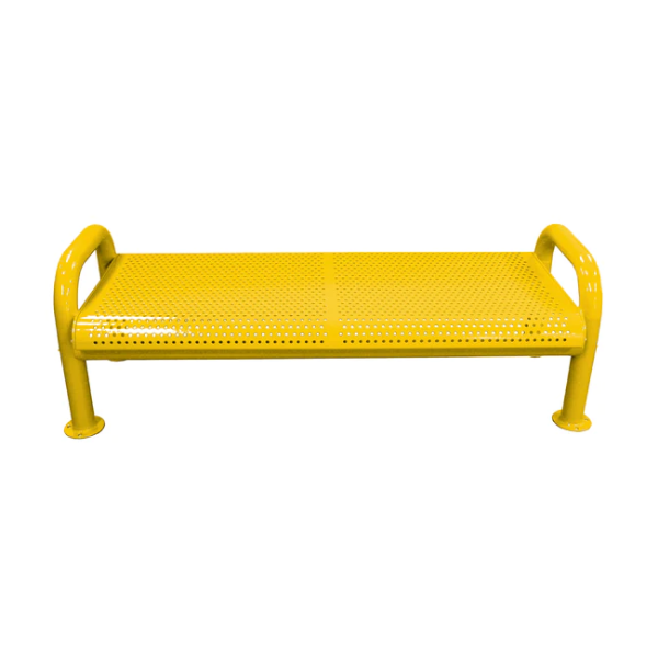 Perforated Thermoplastic Steel Backless Bench with Cast Iron Frame