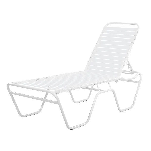 C160 - St. Maarten II Elevated Stackable Vinyl Strap Chaise Lounge with 16" Seat Height - 22 lbs.