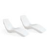 Two white Forma luxury in-pool chaise lounges with ergonomic contoured design