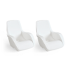 Two white Forma commercial in-pool lounge chairs with integrated armrests and ergonomic design