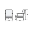 Blue Ridge HDPE outdoor lounge chair dimensions measuring 26.6 inches wide, 27.5 inches deep, and 39 inches high