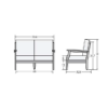 Blue Ridge HDPE outdoor loveseat dimensions measuring 50.6 inches wide, 32.8 inches deep, and 39 inches high
