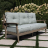 Blue Ridge HDPE outdoor sofa with deep seating cushions, weather-resistant recycled plastic frame, and all-weather outdoor fabric