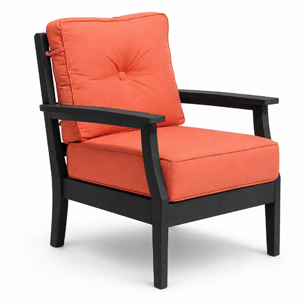 Image Blue Ridge HDPE outdoor lounge chair with recycled plastic frame and all-weather cushions for commercial patios, hotels, resorts, pool decks, and outdoor lounge spaces