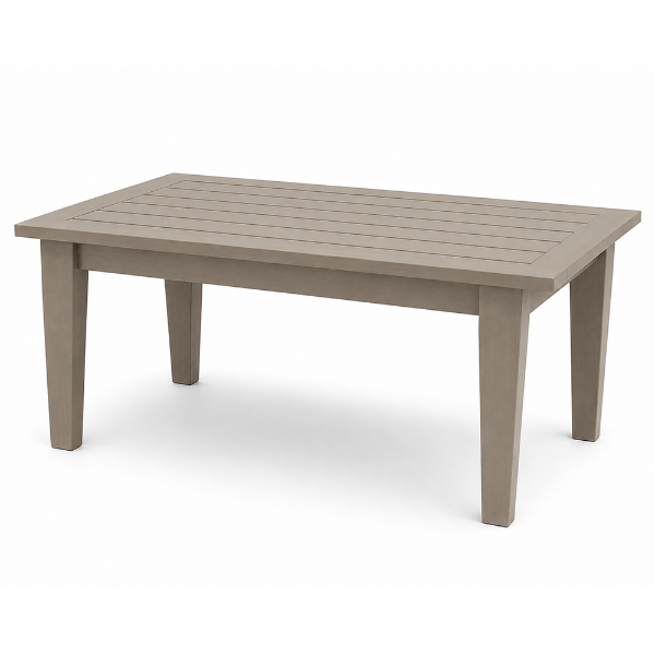 Blue Ridge HDPE outdoor coffee table with recycled plastic construction for commercial patios, hotels, resorts, pool decks, and outdoor lounge seating