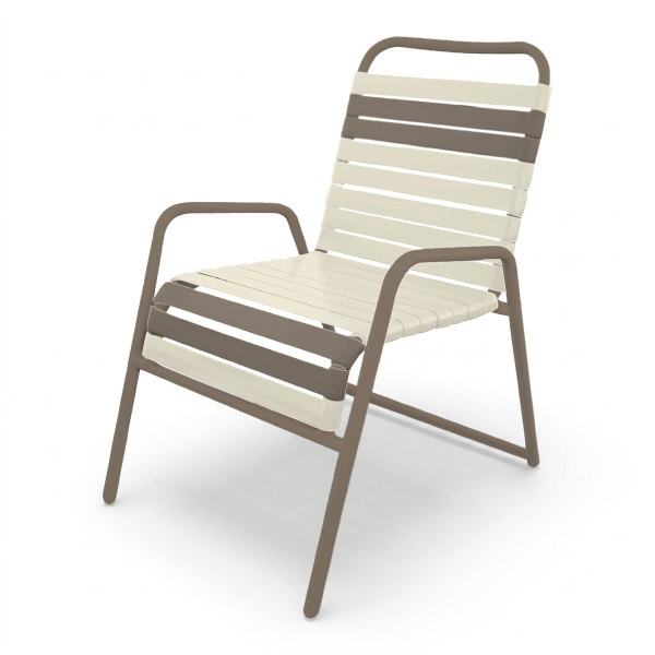 Classic Vinyl Strap Dining Arm Chair