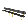 RHINO 10 ft. thermoplastic coated perforated steel bench with back featuring black seat and back panels with a yellow surface-mount frame