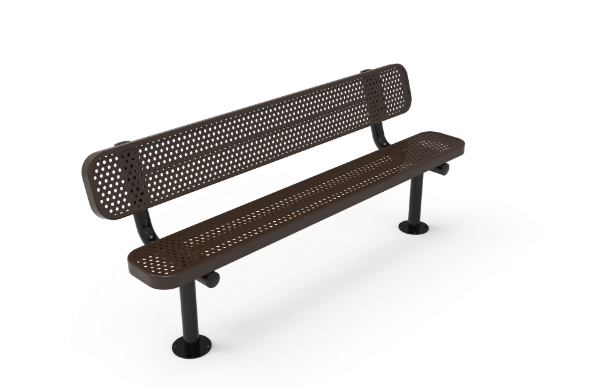 ELITE 6 Ft. Thermoplastic Coated Perforated Steel Bench with Back