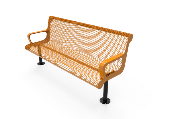 ELITE 6 ft. Thermoplastic Coated Expanded Steel Contoured Bench with Back