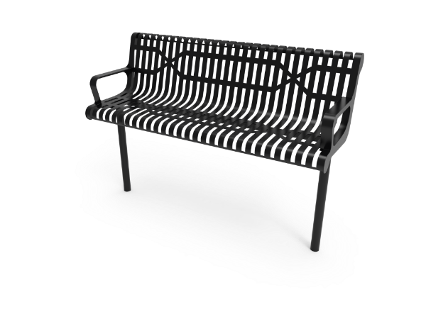 ELITE 6 ft. Thermoplastic Coated Slatted Steel Contoured Bench with Back