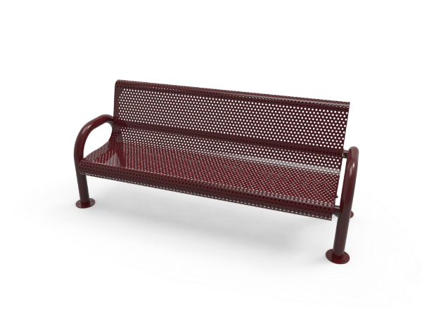 ELITE 6 Ft. Thermoplastic Coated Perforated Steel MOD Bench with Back 