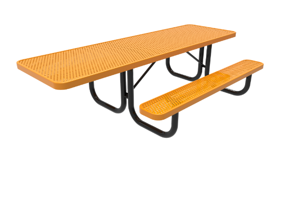 ELITE 8 ft. Thermoplastic Coated Perforated Metal Rectangular ADA Compliant Dual Access Picnic Table with Extended Top
