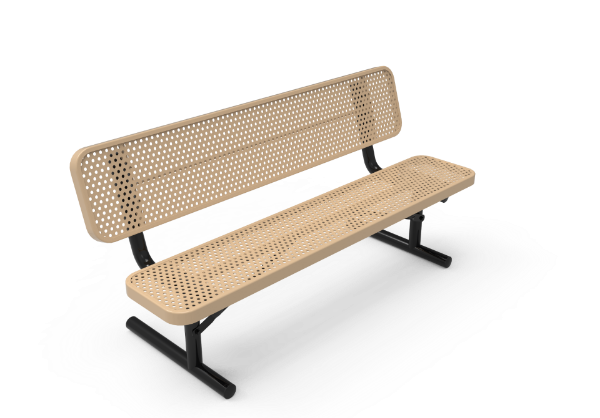ELITE 8 Ft. Thermoplastic Coated Perforated Steel Players Bench with Back