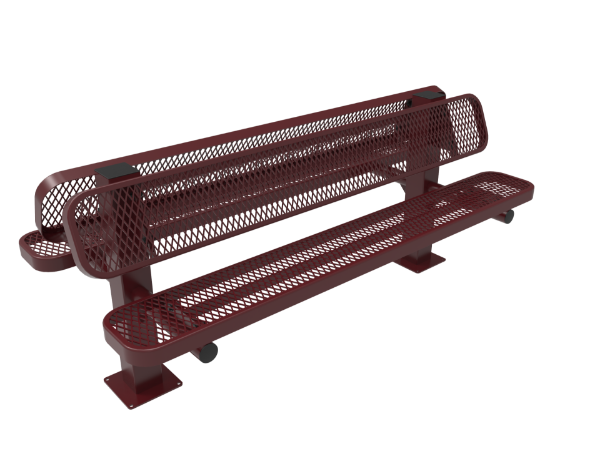 ELITE Double-Sided Thermoplastic Coated Expanded Steel Pedestal Bench, 6 Ft. or 8 Ft.