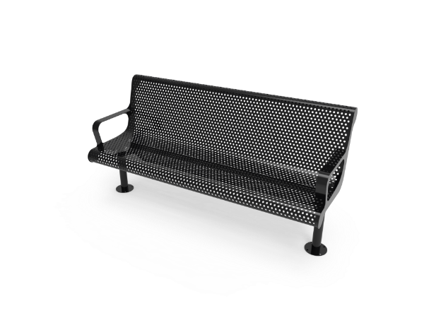 Elite Series 4 ft. Thermoplastic Coated Perforated Steel Contoured Bench with Back