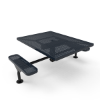 Surface Mount - Perforated Metal - Elite Series 46" x 54" ADA Compliant Nexus Style Square Thermoplastic Polyethylene Coated 2 Seat Pedestal Picnic Table