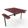 Inground Mount - Perforated Metal - Elite Series 46" x 54" ADA Compliant Nexus Style Square Thermoplastic Polyethylene Coated 2 Seat Pedestal Picnic Table