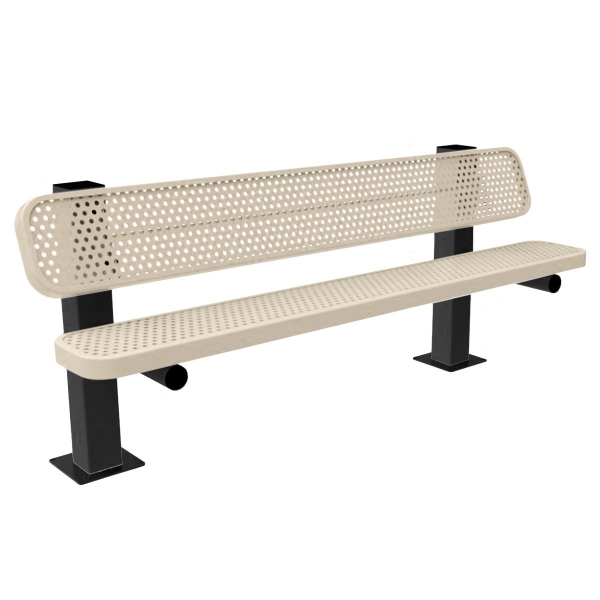 6’ Pedestal Bench with Back - Expanded Metal - Surface Mount