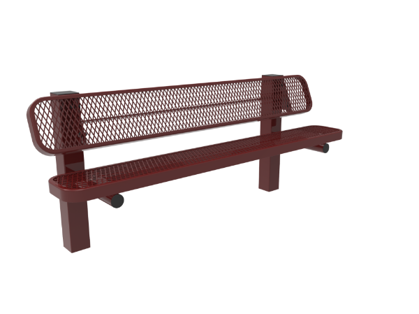 ELITE Single-Sided Thermoplastic Coated Expanded Steel Pedestal Bench, 6 Ft. or 8 Ft.