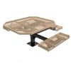 ELITE 46" x 63" ADA compliant octagon thermoplastic coated expanded steel picnic table in tan with three rolled seats and surface-mount pedestal frame