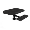 ELITE 46" x 63" ADA compliant octagon thermoplastic coated perforated steel picnic table in black with two rolled seats and surface-mount pedestal frame