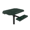 ELITE 46" x 63" ADA compliant octagon thermoplastic coated perforated steel picnic table in green with two rolled seats and in-ground pedestal frame