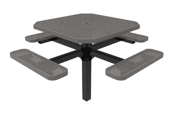 Picture of RHINO 46" Octagon Thermoplastic Coated Perforated Steel Pedestal Picnic Table
