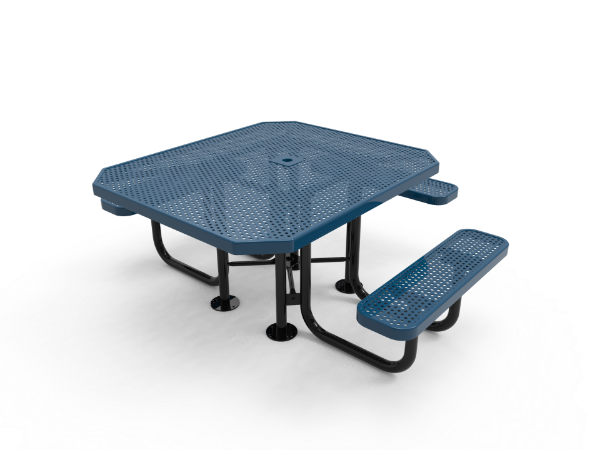 RHINO 46" Octagon Thermoplastic Coated Perforated Steel Picnic Table