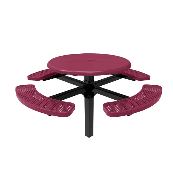RHINO 46" Round Solid Top Thermoplastic Polyolefin Coated Pedestal Picnic Table