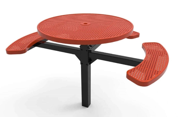 Picture of RHINO 46" Round Wheelchair Accessible Thermoplastic Coated Perforated Steel Pedestal Picnic Table