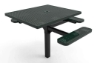 Picture of RHINO 46" Square ADA Compliant Thermoplastic Coated Perforated Steel Pedestal Picnic Table with 3 Seats