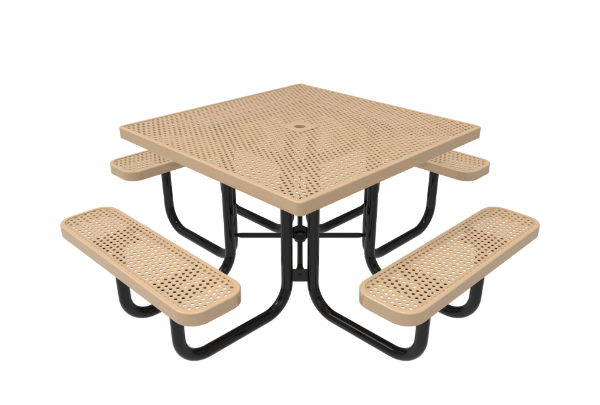 RHINO 46" Square Thermoplastic Coated Perforated Steel Picnic Table