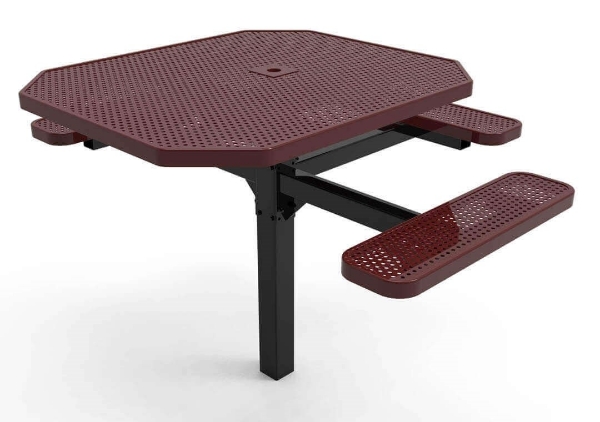 Picture of RHINO 46" x 54" Octagon ADA Compliant Thermoplastic Coated Perforated Steel Pedestal Picnic Table