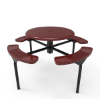 Inground Mount - Perforated Metal - RHINO 46” Nexus Round Thermoplastic Polyolefin Coated Picnic Table with Solid Top